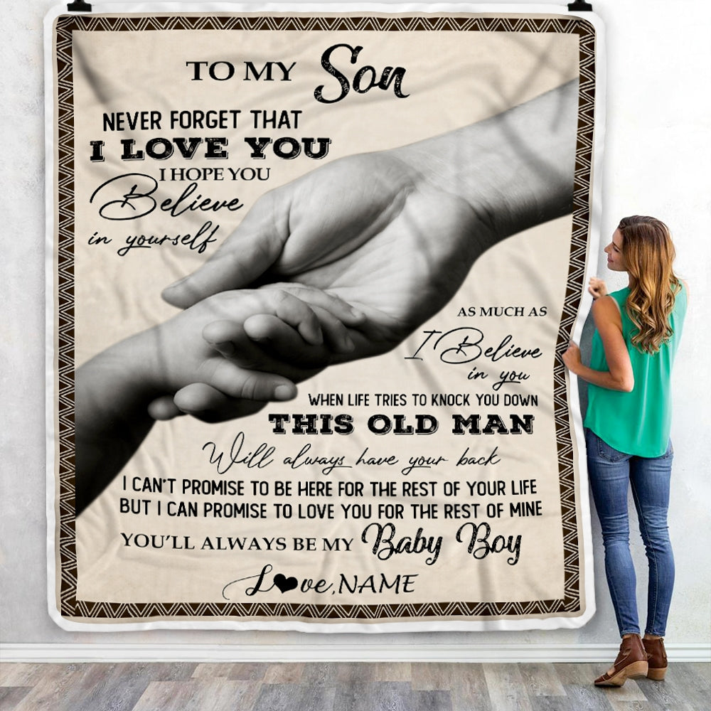 Personalized To My Son From Dad Never Forget That I Love You For Son Great Birthday Thanksgiving Graduation Christmas Bed Quilt Fleece Throw Blanket Blanket | Teecentury.com