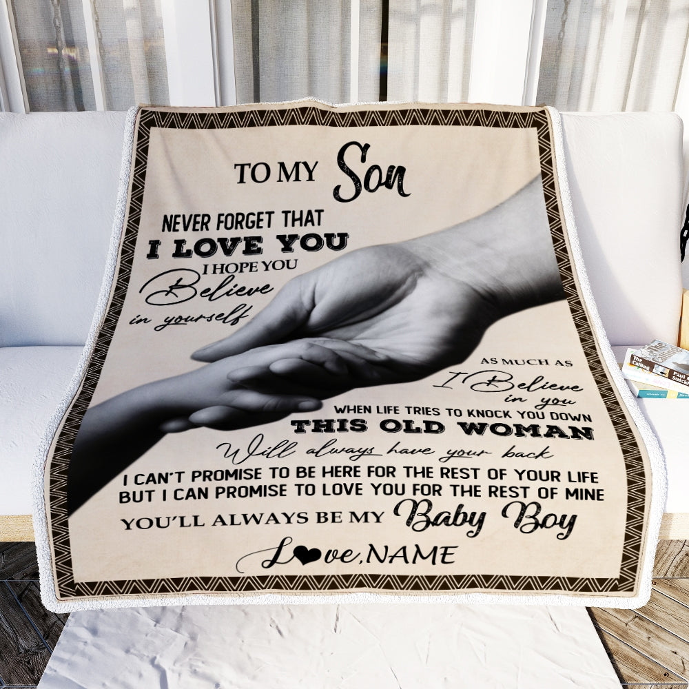 Personalized To My Son From Mom Never Forget That I Love You For Son Great Birthday Thanksgiving Graduation Christmas Bed Quilt Fleece Throw Blanket Blanket | Teecentury.com