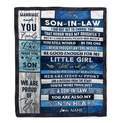 Personalized To My Son In Law Blanket From Mother In Law You're The Love Of Her Life Son In Law Birthday Christmas Father's Day Customized Fleece Blanket | teecentury