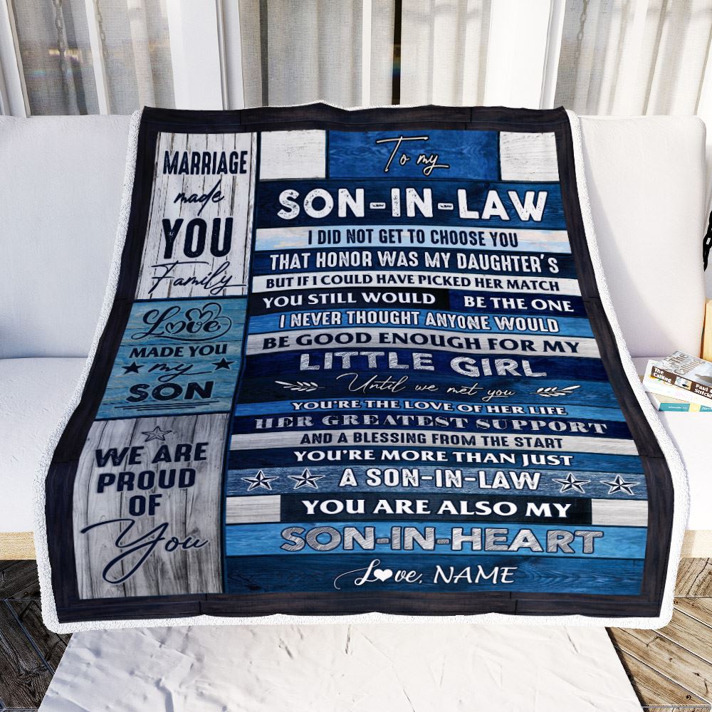 Personalized To My Son In Law Blanket From Mother In Law You're The Love Of Her Life Son In Law Birthday Christmas Father's Day Customized Fleece Blanket | teecentury
