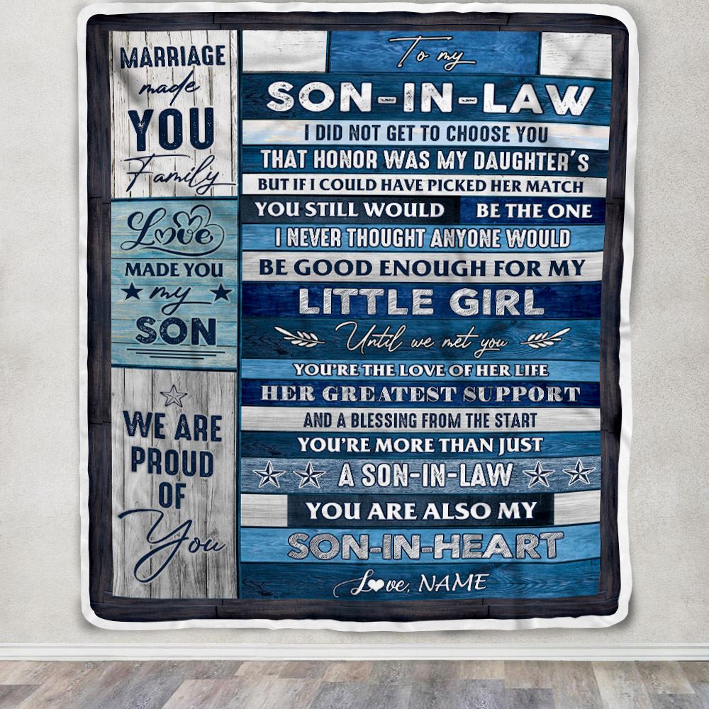 Personalized To My Son In Law Blanket From Mother In Law You're The Love Of Her Life Son In Law Birthday Christmas Father's Day Customized Fleece Blanket | teecentury