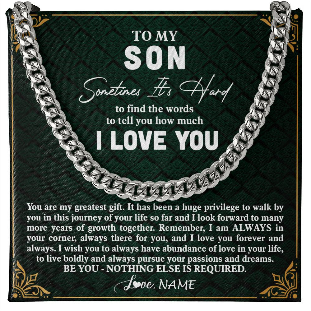 Cuban Link Chain Necklace | Personalized To My Son Necklace Cuban From Mom Dad Mother Father You Are My Greatest Gift Son Birthday Graduation Christmas Customized Gift Box Message Card | teecentury