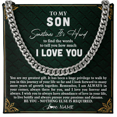 Cuban Link Chain Necklace | Personalized To My Son Necklace Cuban From Mom Dad Mother Father You Are My Greatest Gift Son Birthday Graduation Christmas Customized Gift Box Message Card | teecentury