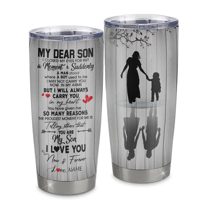 Personalized To My Son Nephew From Mom Mother Stainless Steel Cup I Love You Letters For Him Son Birthday Graduation Christmas Travel Mug | teecentury