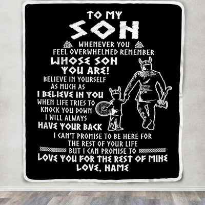 Personalized To My Son Viking Blanket From Dad Father Whenever You Feel Overwhelmed Son Birthday Christmas Customized Bed Fleece Blanket | teecentury