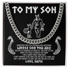 Cuban Link Chain Necklace | Personalized To My Son Viking Necklace From Dad Father Whenever You Feel Overwhelmed Son Birthday Christmas Customized Gift Box Message Card | teecentury