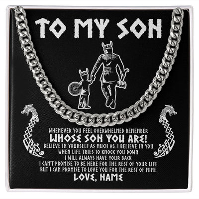 Cuban Link Chain Necklace | Personalized To My Son Viking Necklace From Dad Father Whenever You Feel Overwhelmed Son Birthday Christmas Customized Gift Box Message Card | teecentury