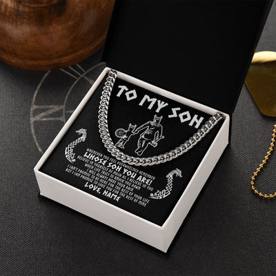 Cuban Link Chain Necklace | Personalized To My Son Viking Necklace From Dad Father Whenever You Feel Overwhelmed Son Birthday Christmas Customized Gift Box Message Card | teecentury