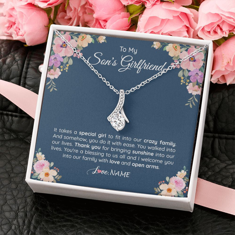Alluring Beauty Necklace | Personalized To My Son's Girlfriend Necklace From Mom It Takes A Special Girlfriend Birthday Wedding Valentines Day Christmas Customized Gift Box Message Card | teecentury