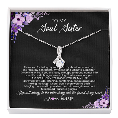 Alluring Beauty Necklace | Personalized To My Soul Sister Necklace from Sister The Friend Of My Heart Sister Jewelry Birthday Graduation Christmas Customized Gift Box Message Card | teecentury