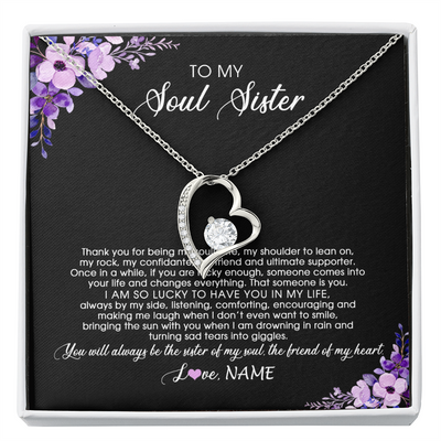Forever Love Necklace | Personalized To My Soul Sister Necklace from Sister The Friend Of My Heart Sister Jewelry Birthday Graduation Christmas Customized Gift Box Message Card | teecentury