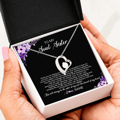 Forever Love Necklace | Personalized To My Soul Sister Necklace from Sister The Friend Of My Heart Sister Jewelry Birthday Graduation Christmas Customized Gift Box Message Card | teecentury