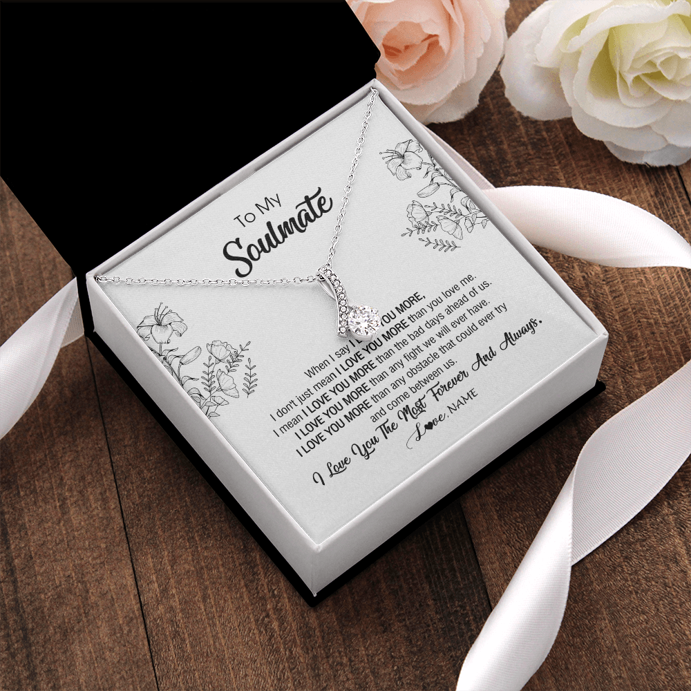 Alluring Beauty Necklace | Personalized To My Soulmate Necklace For Women Future Wife Girlfriend Love You Birthday Anniversary Wedding Valentines Day Christmas Customized Message Card | teecentury