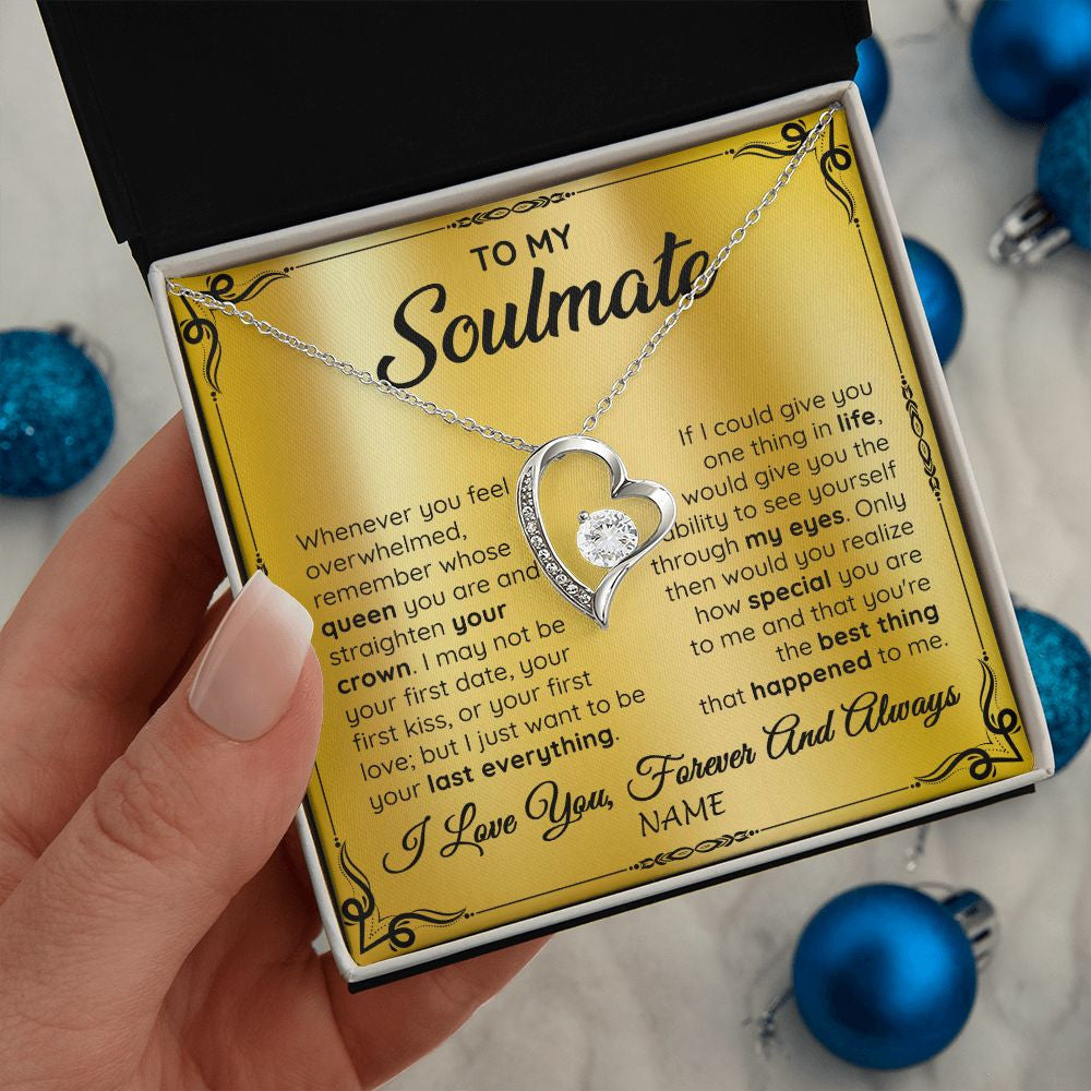 Forever Love Necklace | Personalized To My Soulmate Necklace For Women Hot Wife Romantic From Husband Birthday Anniversary Wedding Valentines Day Customized Gift Box Message Card | teecentury