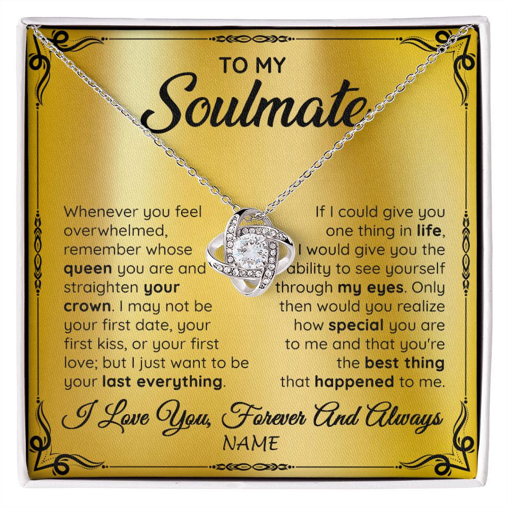 Love Knot Necklace | Personalized To My Soulmate Necklace For Women Hot Wife Romantic From Husband Birthday Anniversary Wedding Valentines Day Customized Gift Box Message Card | teecentury