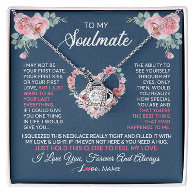 Love Knot Necklace | Personalized To My Soulmate Necklace I Love You Romantic For Girlfriend Future Wife Anniversary Wedding Birthday Christmas Customized Gift Box Message Card | teecentury