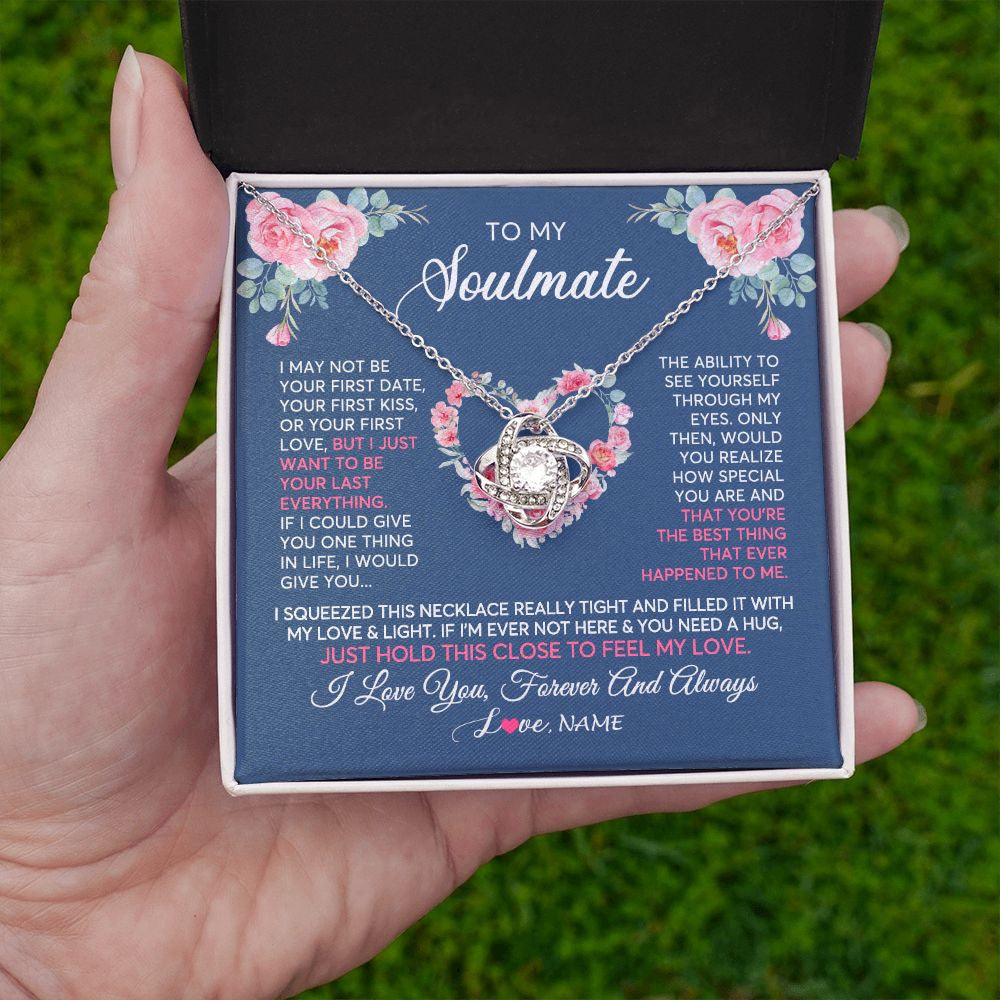 Love Knot Necklace | Personalized To My Soulmate Necklace I Love You Romantic For Girlfriend Future Wife Anniversary Wedding Birthday Christmas Customized Gift Box Message Card | teecentury