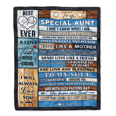 Personalized To My Special Aunt Blanket From Niece Nephew Wood Letter Best Aunt Ever Birthday Mothers Day Christmas Thanksgiving Customized Fleece Blanket | teecentury