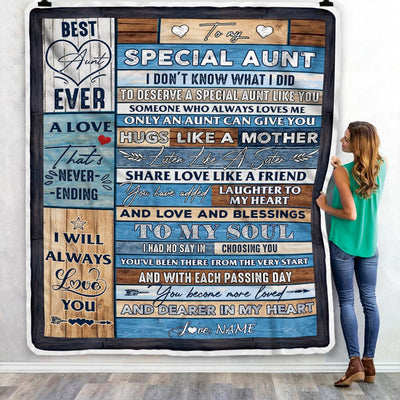 Personalized To My Special Aunt Blanket From Niece Nephew Wood Letter Best Aunt Ever Birthday Mothers Day Christmas Thanksgiving Customized Fleece Blanket | teecentury
