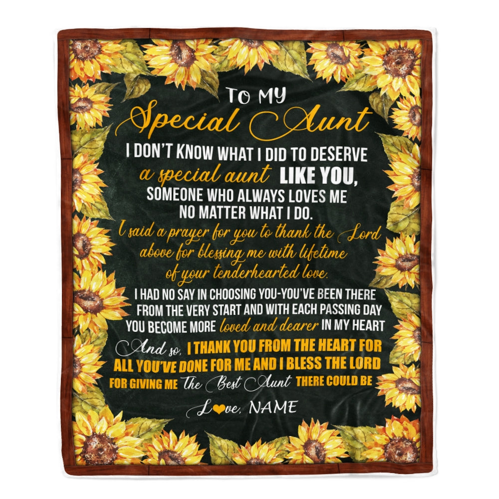 Personalized To My Special Aunt Blanket from Niece Nephew Thank you The Best Aunt Birthday Mothers Day Thanksgiving Christmas Customized Fleece Blanket Blanket | Teecentury.com