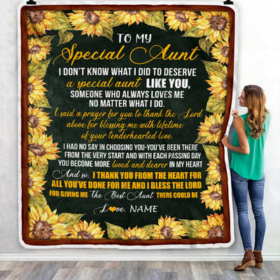 Personalized To My Special Aunt Blanket from Niece Nephew Thank you The Best Aunt Birthday Mothers Day Thanksgiving Christmas Customized Fleece Blanket Blanket | Teecentury.com