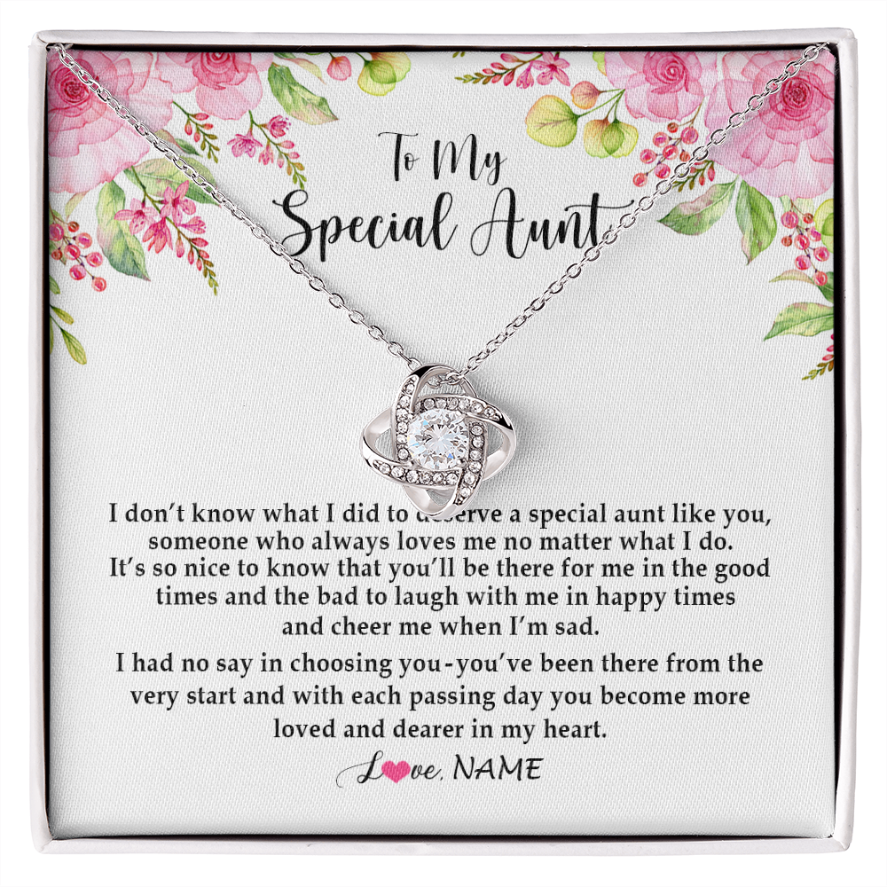 Love Knot Necklace | Personalized To My Special Aunt Necklace From Niece Nephew Deserve A Special Aunt Pendant Birthday Monthers Day Christmas Customized Gift Box Message Card | teecentury