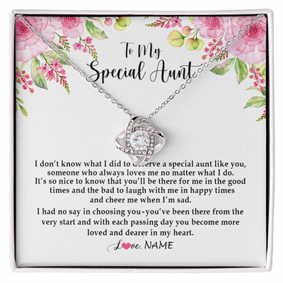 Love Knot Necklace | Personalized To My Special Aunt Necklace From Niece Nephew Deserve A Special Aunt Pendant Birthday Monthers Day Christmas Customized Gift Box Message Card | teecentury