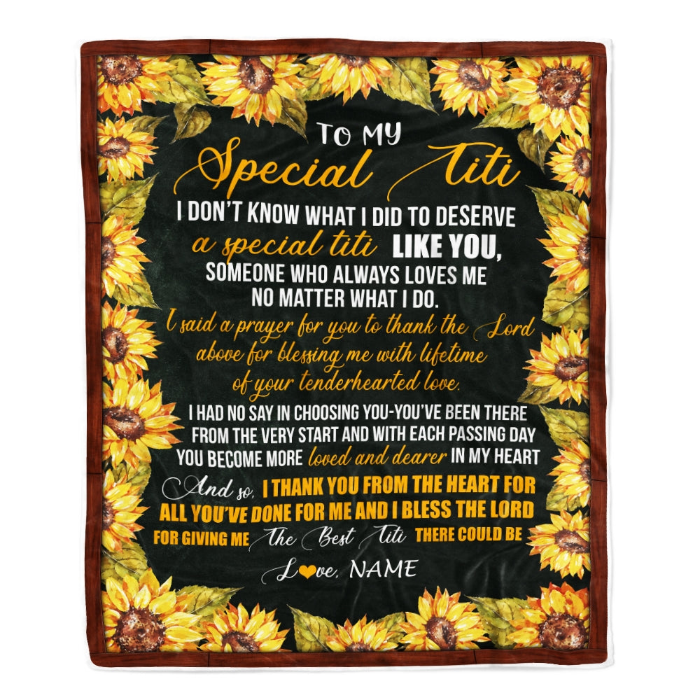 Personalized To My Special Titi Blanket From Niece Nephew Thank You The Best Titi Birthday Mothers Day Thanksgiving Christmas Customized Fleece Blanket Blanket | Teecentury.com