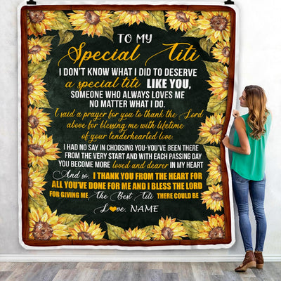 Personalized To My Special Titi Blanket From Niece Nephew Thank You The Best Titi Birthday Mothers Day Thanksgiving Christmas Customized Fleece Blanket Blanket | Teecentury.com