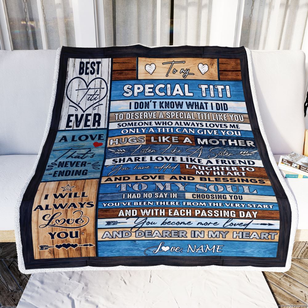 Personalized To My Special Titi Blanket From Niece Nephew Wood Letter Best Titi Ever Birthday Mothers Day Christmas Thanksgiving Customized Fleece Blanket | teecentury