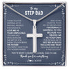 Stainless Cross Necklace | Personalized To My Step Dad Cross Necklace From Stepdaughter Thank You For Stepping Up Stepfahter Fathers Day Christmas Customized Gift Box Message Card | teecentury