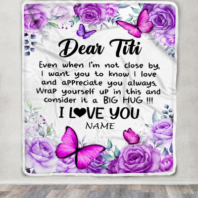 Personalized To My Titi Blanket From Niece Nephew Butterfly Love And Appreciate Aunt Birthday Mothers Day Christmas Customized Fleece Throw Blanket | teecentury