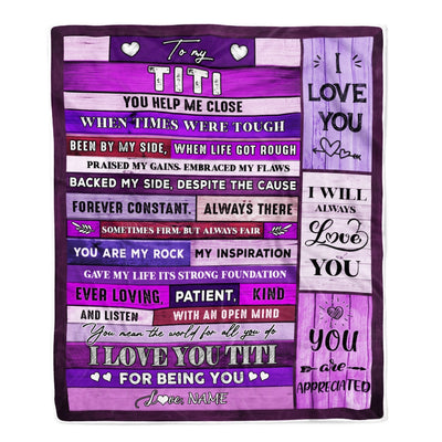 Personalized To My Titi Blanket From Niece Nephew Wood You Help Me Close I Love You Titi Mothers Day Thanksgiving Christmas Customized Fleece Throw Blanket Blanket | Teecentury.com