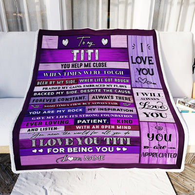 Personalized To My Titi Blanket From Niece Nephew Wood You Help Me Close I Love You Titi Mothers Day Thanksgiving Christmas Customized Fleece Throw Blanket Blanket | Teecentury.com