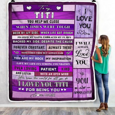 Personalized To My Titi Blanket From Niece Nephew Wood You Help Me Close I Love You Titi Mothers Day Thanksgiving Christmas Customized Fleece Throw Blanket Blanket | Teecentury.com