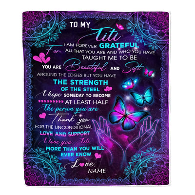 Personalized To My Titi Blanket From Niece Nephew You Are Beautiful Butterfly Titi Birthday Mothers Day Christmas Customized Fleece Throw Blanket Blanket | Teecentury.com