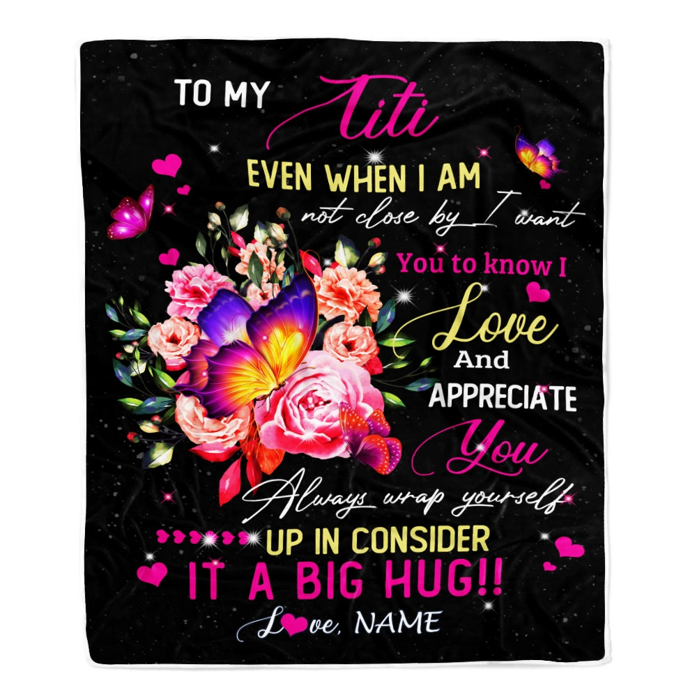 Personalized To My Titi From Niece Nephew Blanket It A Big Hug I Love You Titi Birthday Mothers Day Thanksgiving Christmas Customized Fleece Blanket Blanket | Teecentury.com