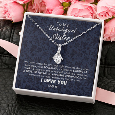 Alluring Beauty Necklace | Personalized To My Unbiological Sister Necklace For Soul Sister Best Friend Bff Birthday Graduation Christmas Pendant Jewelry Customized Gift Box Message Card | teecentury