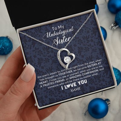Forever Love Necklace | Personalized To My Unbiological Sister Necklace For Soul Sister Best Friend Bff Birthday Graduation Christmas Pendant Jewelry Customized Gift Box Message Card | teecentury