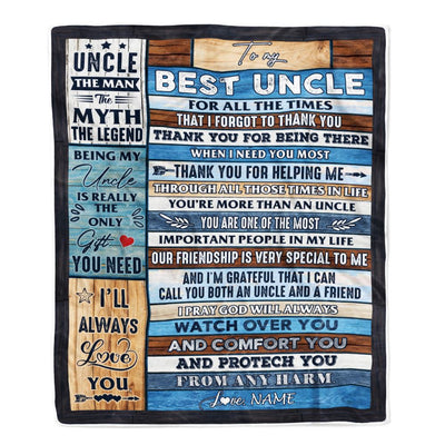 Personalized To My Uncle Blanket Best Uncle Gifts from Niece and Nephew New Uncle Funcle Best Uncle Ever Birthday Christmas Customized Bed Fleece Throw Blanket | teecentury
