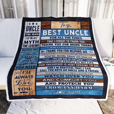 Personalized To My Uncle Blanket Best Uncle Gifts from Niece and Nephew New Uncle Funcle Best Uncle Ever Birthday Christmas Customized Bed Fleece Throw Blanket | teecentury