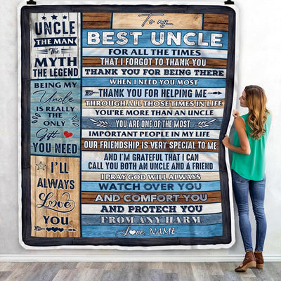 Personalized To My Uncle Blanket Best Uncle Gifts from Niece and Nephew New Uncle Funcle Best Uncle Ever Birthday Christmas Customized Bed Fleece Throw Blanket | teecentury