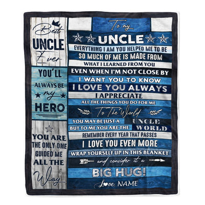 Personalized To My Uncle Blanket From Niece Nephew Wood Everything I Am You Helped Me To Be Uncle Birthday Fathers Day Christmas Customized Fleece Blanket | teecentury