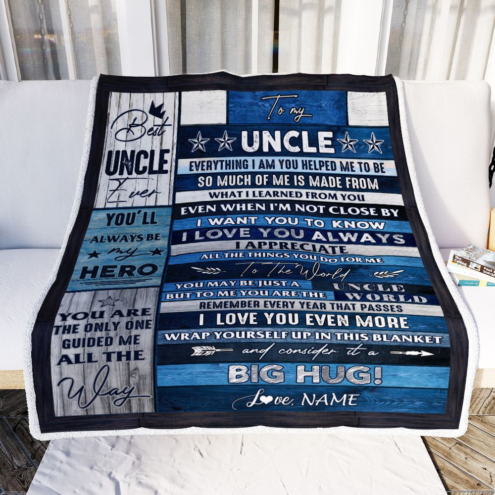 Personalized To My Uncle Blanket From Niece Nephew Wood Everything I Am You Helped Me To Be Uncle Birthday Fathers Day Christmas Customized Fleece Blanket | teecentury