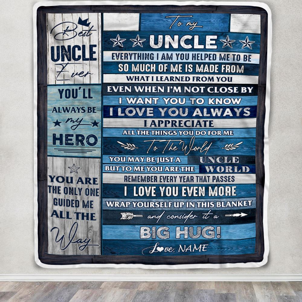 Personalized To My Uncle Blanket From Niece Nephew Wood Everything I Am You Helped Me To Be Uncle Birthday Fathers Day Christmas Customized Fleece Blanket | teecentury