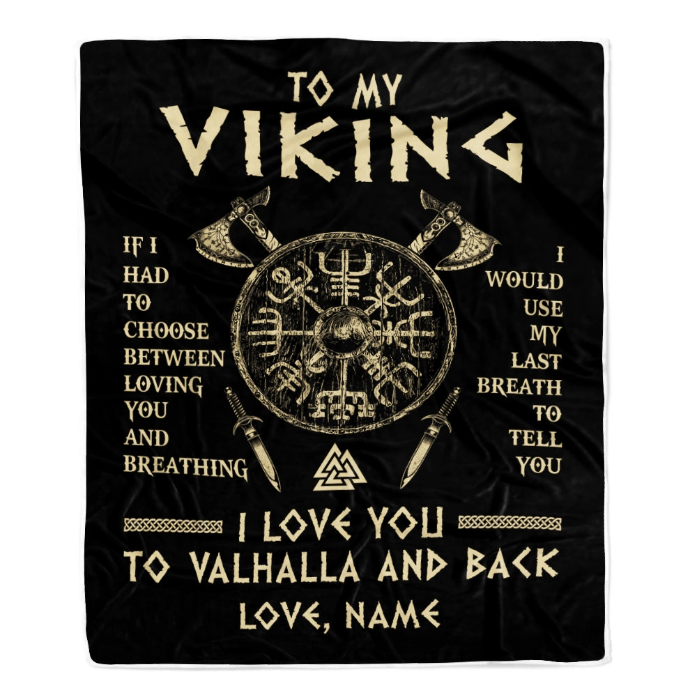 Personalized To My Viking Blanket Husband From Wife I Love You to Valhalla Husband Fiancee Boyfriend Men Birthday Anniversary Customized Fleece Throw Blanket Blanket | Teecentury.com