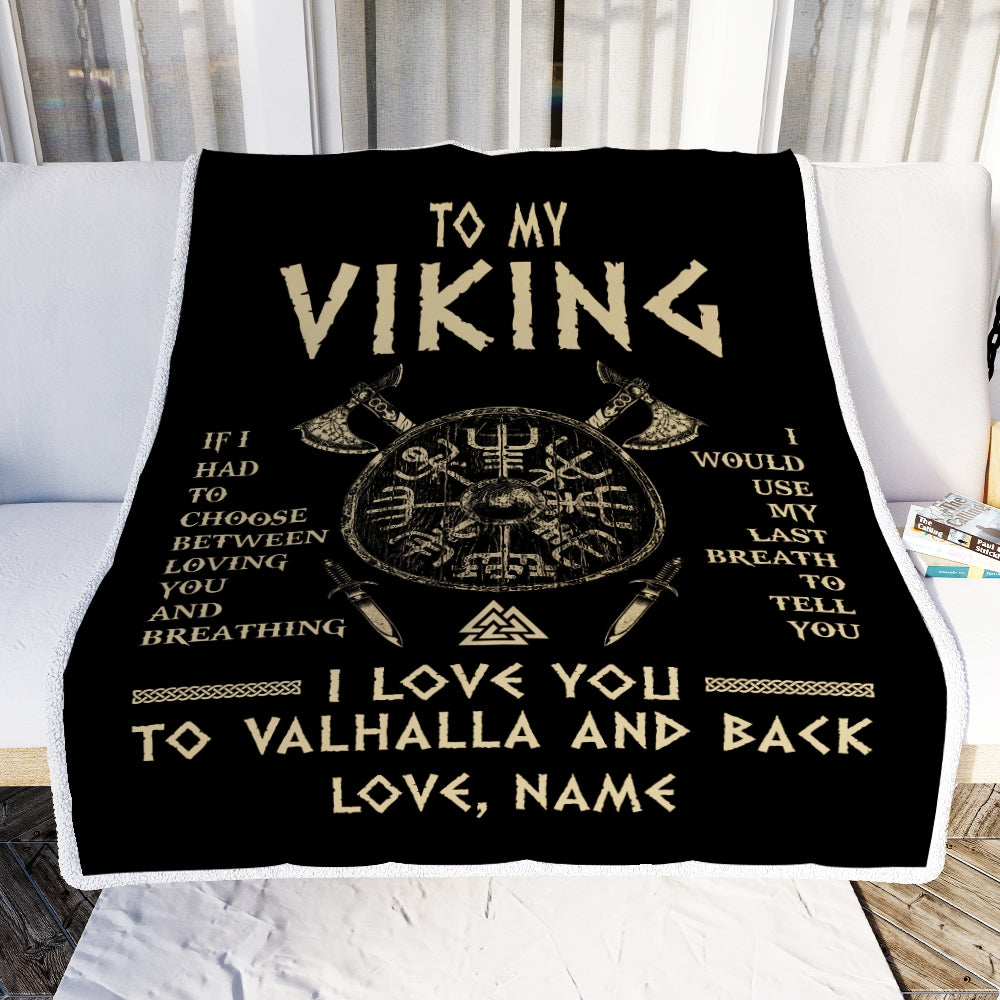 Personalized To My Viking Blanket Husband From Wife I Love You to Valhalla Husband Fiancee Boyfriend Men Birthday Anniversary Customized Fleece Throw Blanket Blanket | Teecentury.com