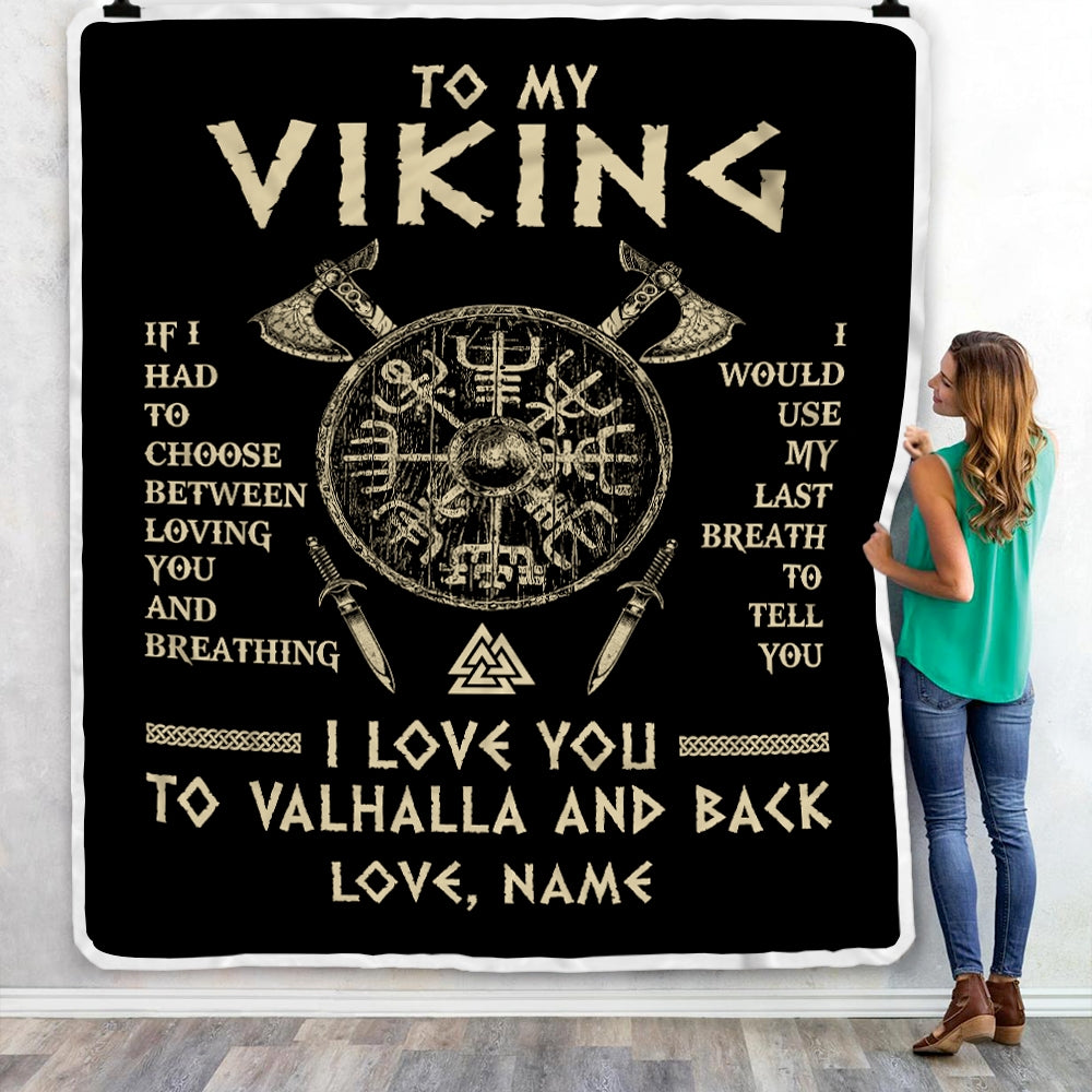 Personalized To My Viking Blanket Husband From Wife I Love You to Valhalla Husband Fiancee Boyfriend Men Birthday Anniversary Customized Fleece Throw Blanket Blanket | Teecentury.com