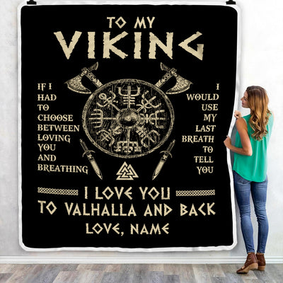 Personalized To My Viking Blanket Husband From Wife I Love You to Valhalla Husband Fiancee Boyfriend Men Birthday Anniversary Customized Fleece Throw Blanket Blanket | Teecentury.com