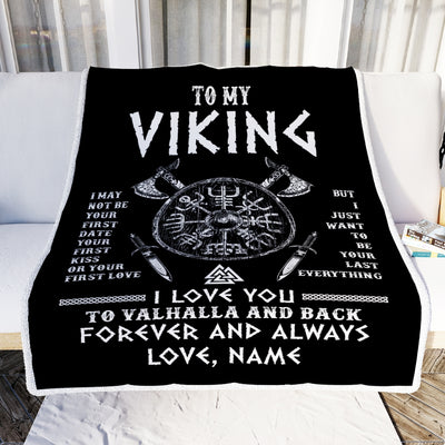 Personalized To My Viking Blanket I Love You To Valhalla And Back Husband Boyfriend Men Birthday Anniversary Customized Fleece Throw Blanket Blanket | Teecentury.com